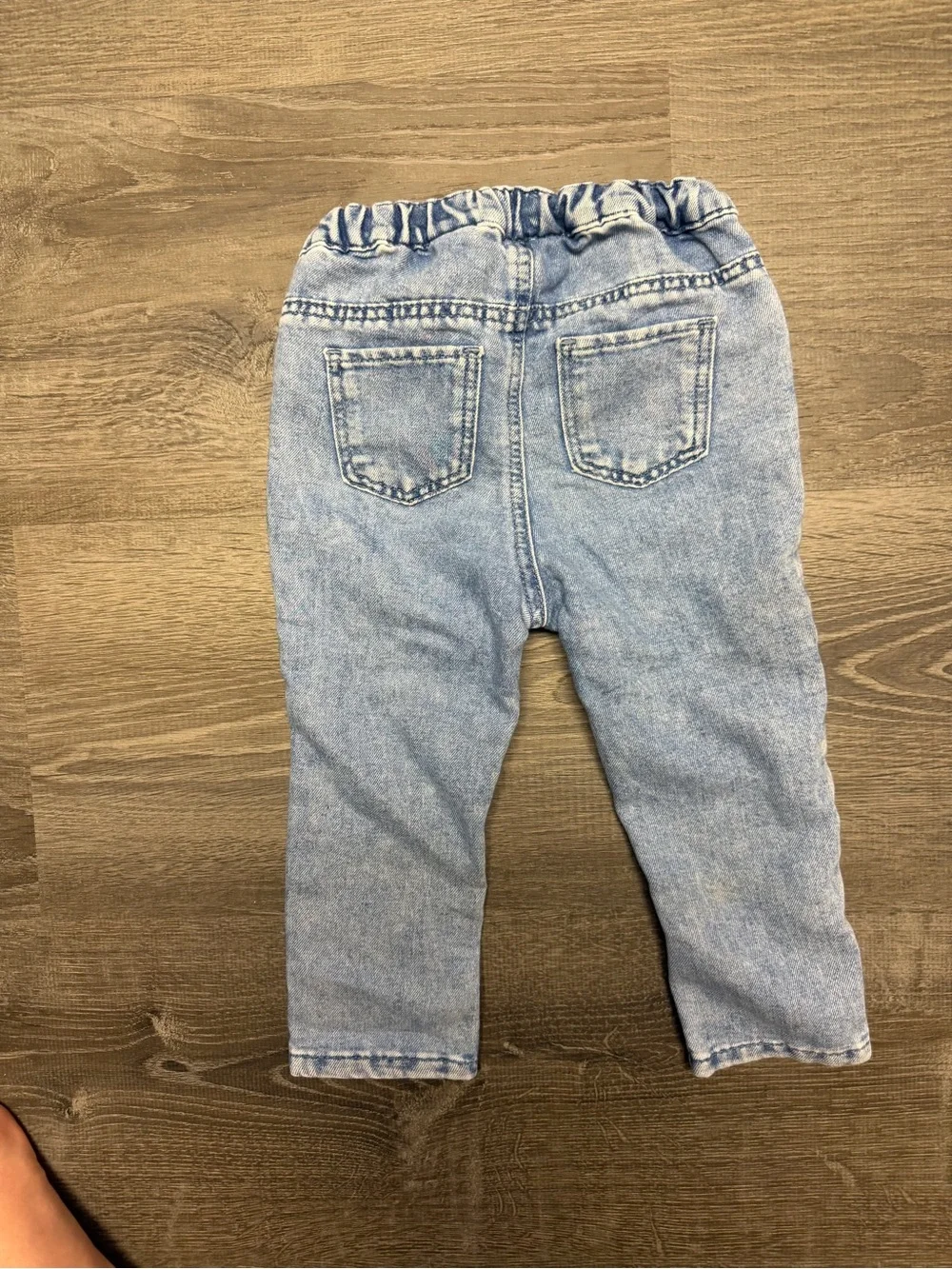 H&M Light Blue Denim Jeans with Multicolor Floral & Strawberry Appliqués